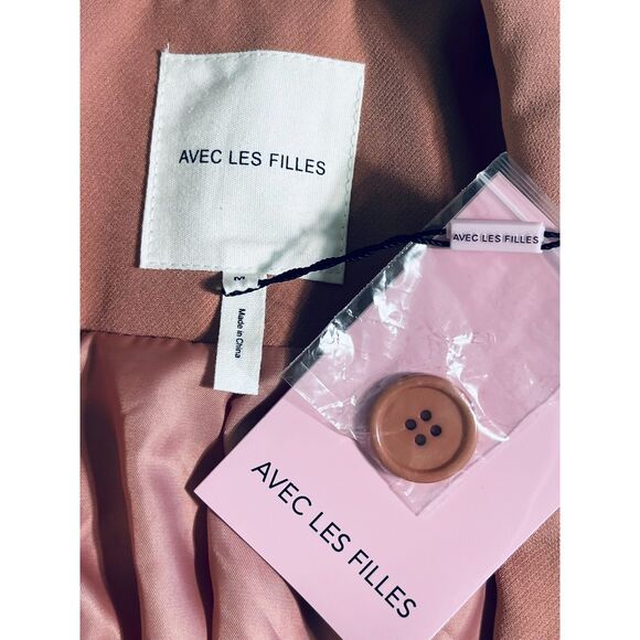 NWT Avec Les Filles Pink Antique Rose Sleeveless Blazer MED Vest READ Twee Work - Picture 4 of 9